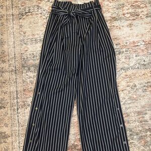 Rachel Rachel Roy Striped Paperbag Waist Pants Tie Belt Women’s 14